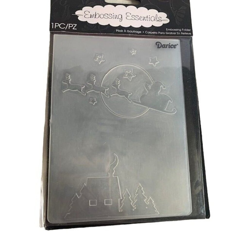Darice Santa Sleigh Night Scene Embossing Folder Christmas Crafts